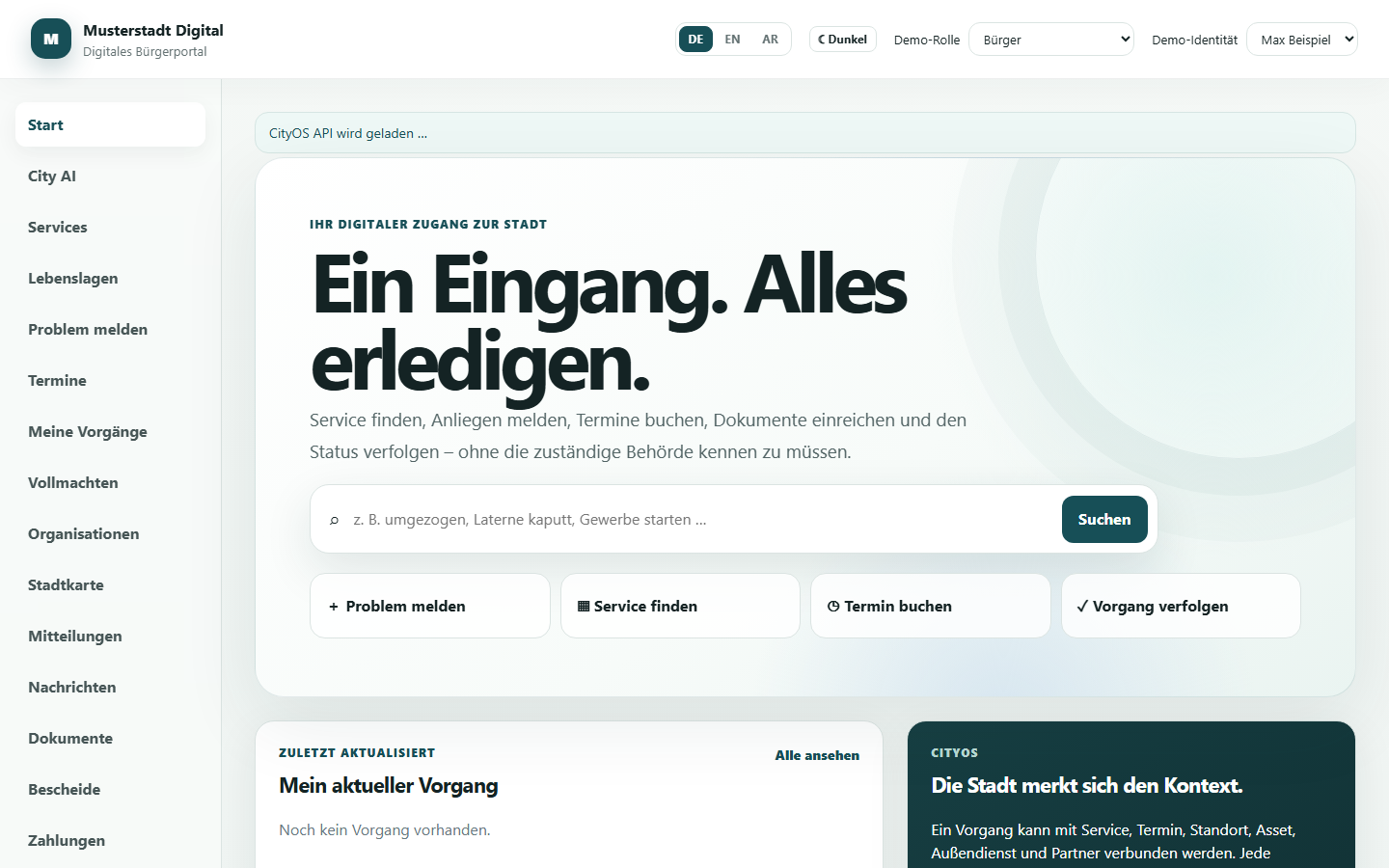 UNOVIQ CityOS showcase interface