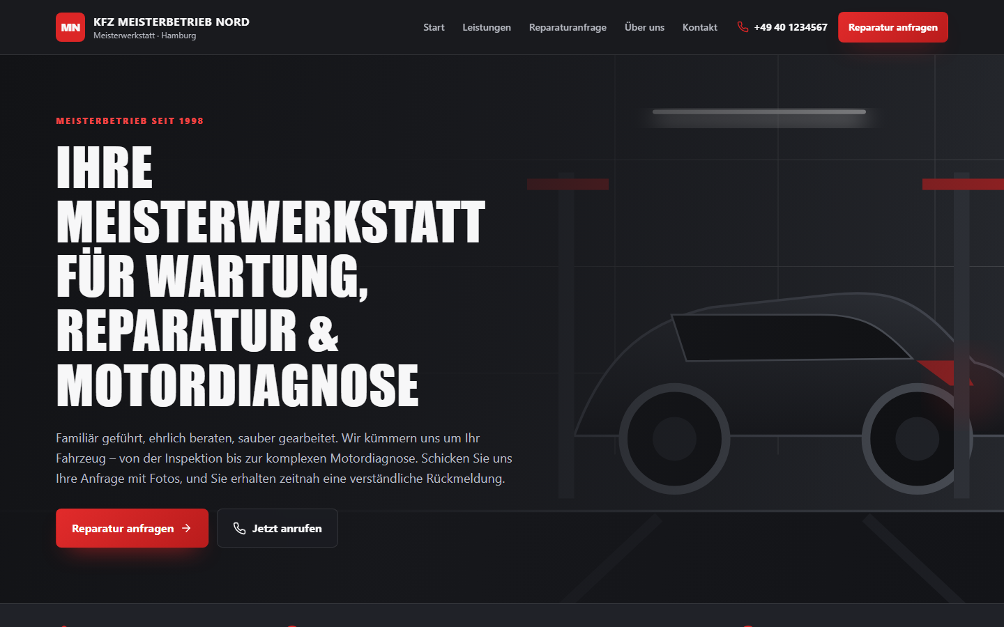 Automotive workshop website demo